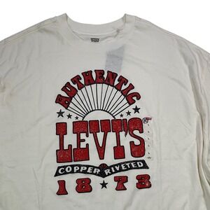 Levi's‎ Authentic Copper Riveted 1873 Graphic T Shirt Mens Size L White Red NEW